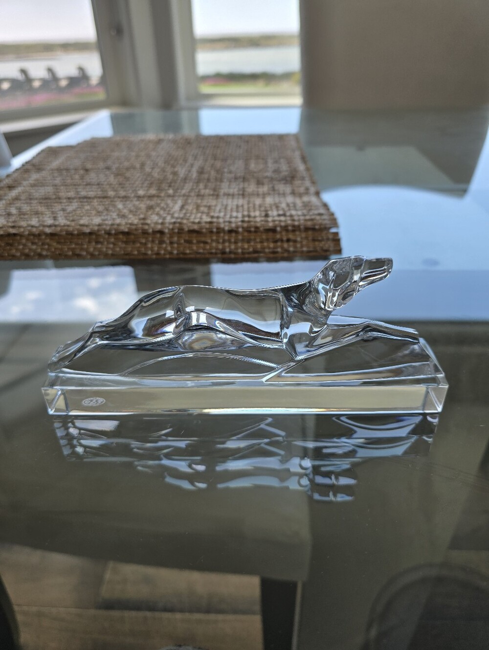Baccarat Crystal Greyhound Dog Figurine Paperweight Made In France. Signed